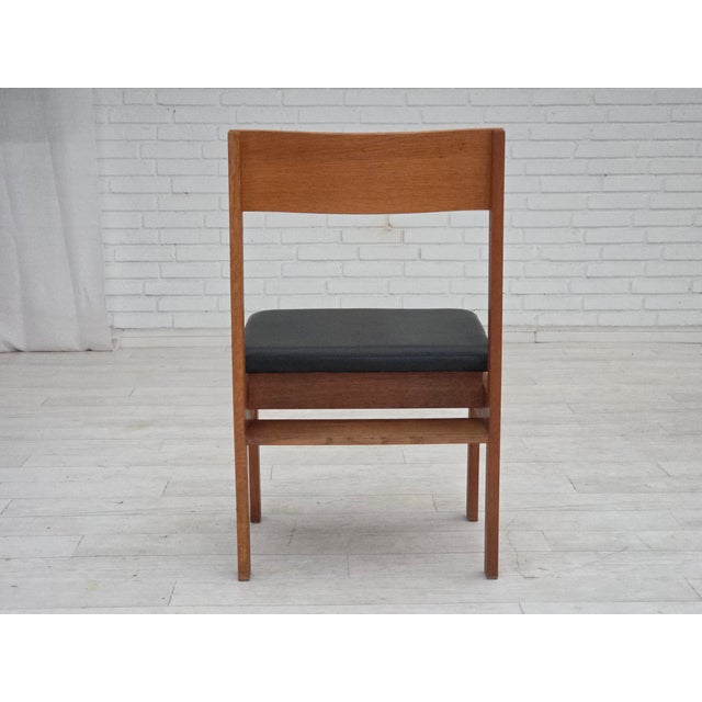 Black Vintage Danish Church Chairs in Leather and Oak, 1960s, Set of 3 For Sale - Image 8 of 18