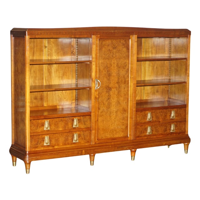 French Art Nouveau Burr Walnut Bookcase by Leon Jallot For Sale