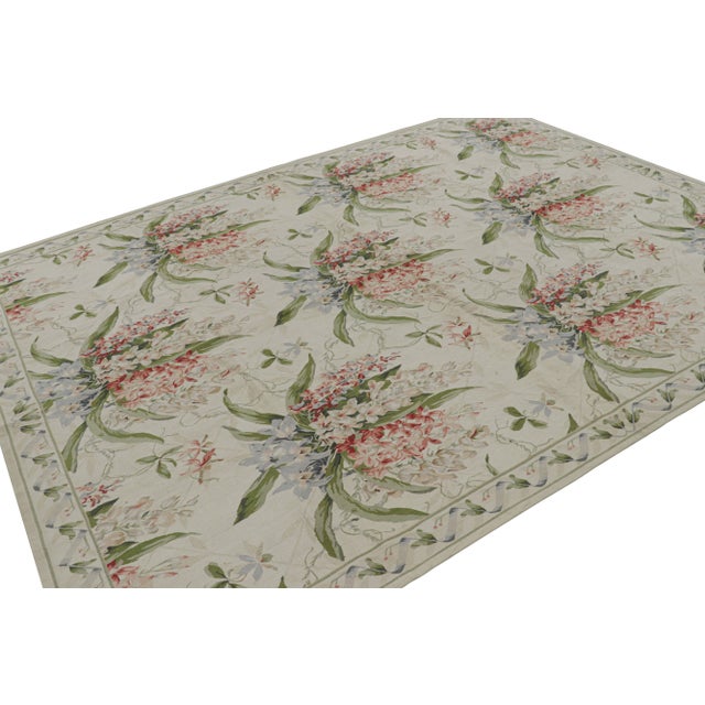 2010s Rug & Kilim’s Tudor Style Rug in White and Cream With Floral Patterns For Sale - Image 5 of 7