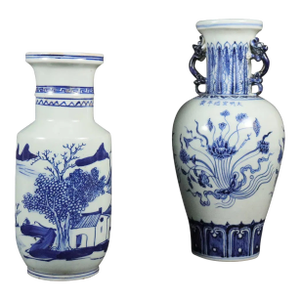 Two Vintage Chinese Blue and White Vases