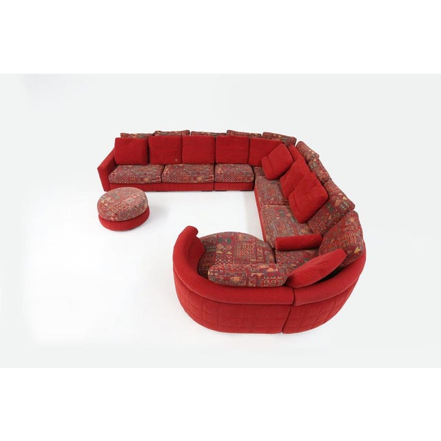 Modular Sofa in Red and Patterned Upholstery from Roche Bobois, France, 1980s For Sale - Image 4 of 18