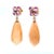 Contemporary 17.61 Carat Peach Moonstone Sapphire Rose Gold Drop Earrings - a Pair For Sale - Image 3 of 8
