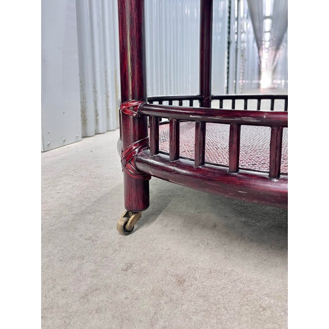 McGuire Vintage Tiered McGuire Bamboo and Rattan Table or Cart on Brass Casters For Sale - Image 4 of 8