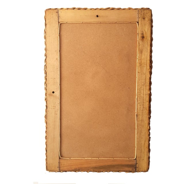 1960s Mid-Century Modern Rectangular Wall Mirror with Rattan Frames, Italy, 1960s For Sale - Image 5 of 13