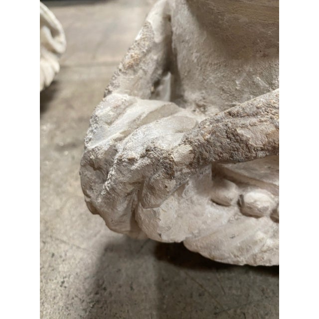 Stone 1940s Mid-Century Italian Capital for Column - Set of 2 For Sale - Image 7 of 10