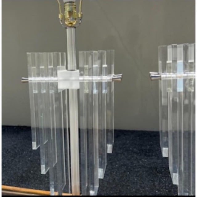 Transparent 1970s Pair of Lucite Table Lamps For Sale - Image 8 of 12