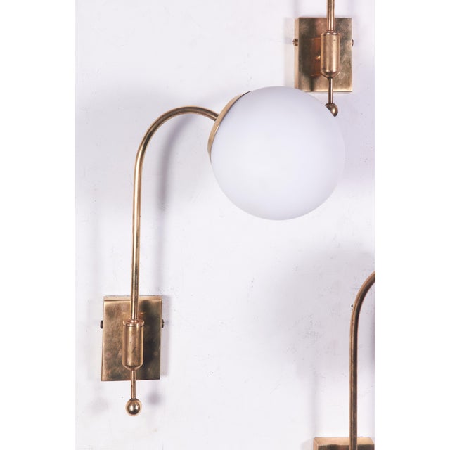 Brass Wall Lights in the style of Stilnovo, 1950s, Set of 4 For Sale - Image 9 of 17