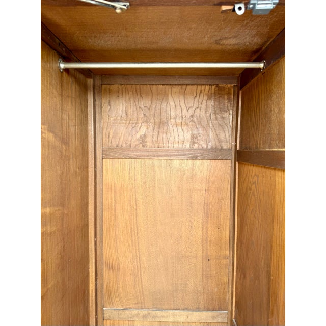Vintage English Tudor Revival Oak Wardrobe Armoire by Crown Ay Furniture For Sale - Image 4 of 16