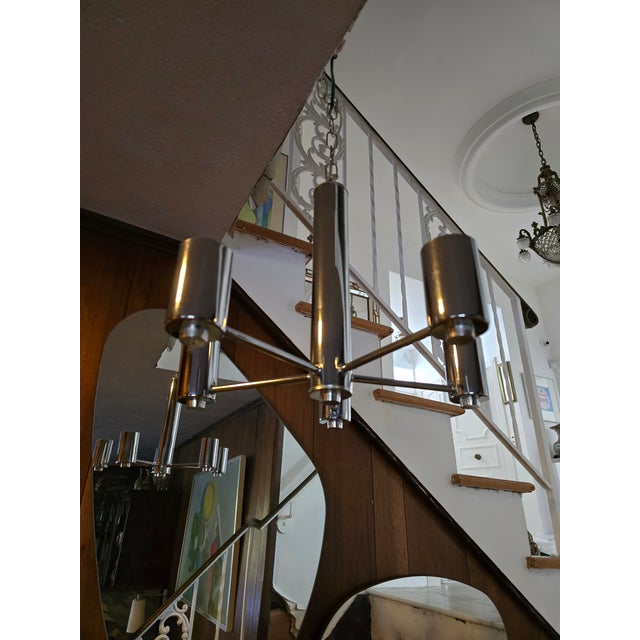Mid Century Modern 70s Chrome Petite Chandelier For Sale - Image 4 of 9