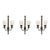 1930s Art Nouveau Two Arms Bronze W Frosted Milk Glass Shades Wall Sconce, a Set of 3 For Sale