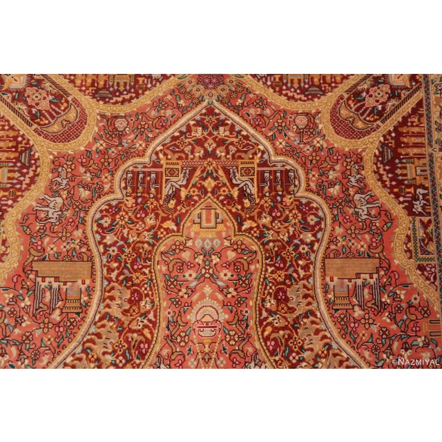 Nazmiyal Collection Vintage Silk Persian Animal Design Qum Rug For Sale - Image 4 of 7