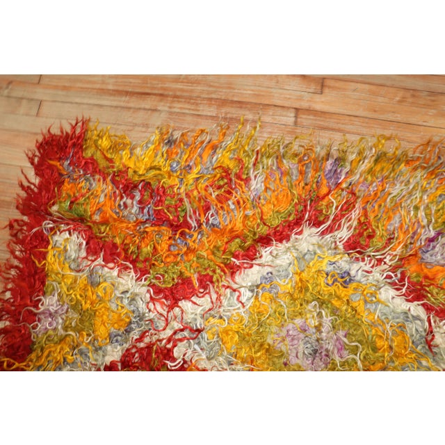 Mid-Century Modern Vintage Tulu Turkish Shag Rug - 3'5" x 4'4" For Sale - Image 3 of 4