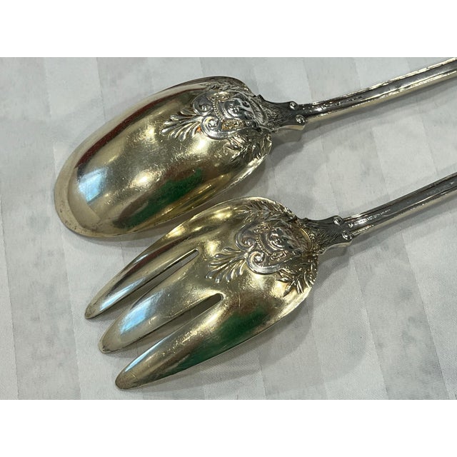 Early 20th Century Tiffany & Co. 'Olympian' Sterling Silver Oversized Serving Salad Set- a Pair For Sale - Image 11 of 12
