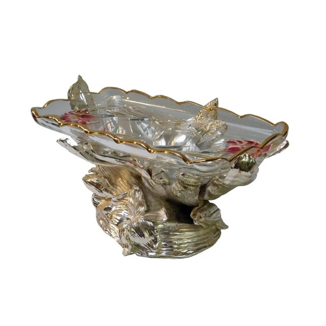 This decorative fruits display plate is made of fiberglass, it has modern flowers design base holding beautiful glass...