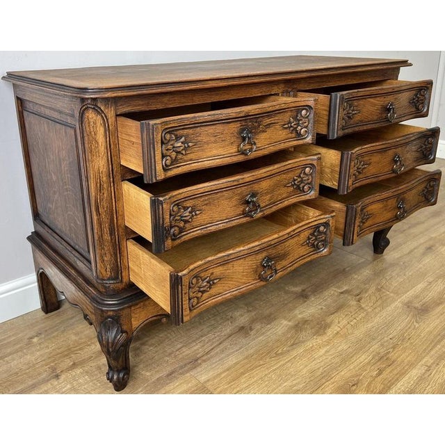 Vintage Louis French Oak Chest of Drawers with Six Drawers For Sale - Image 11 of 12