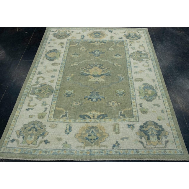 Turkish Oushak Rug 5'2" x 6'3" #17585 Explore a curated collection of hallway runners, wool rugs, and handmade...