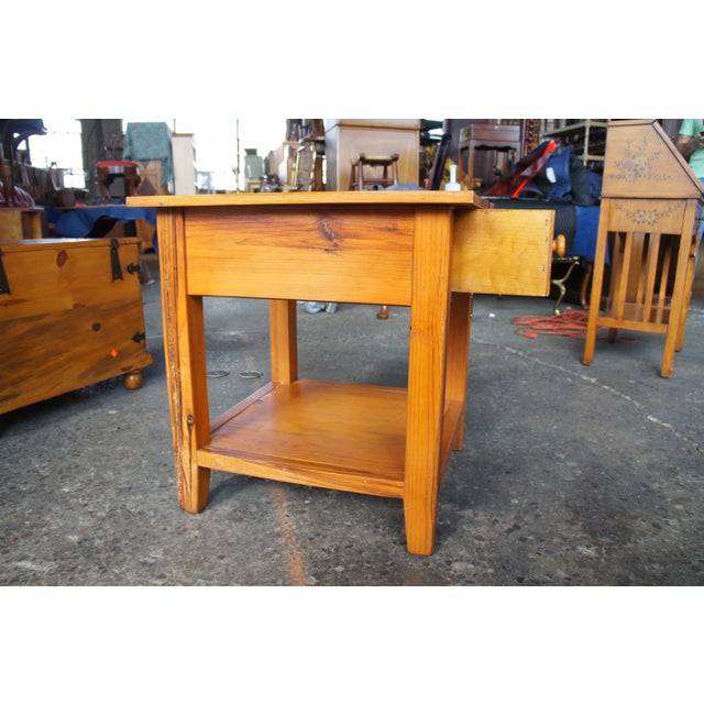 Country Arhaus Old World Distressed Pine Accent Table For Sale - Image 9 of 13