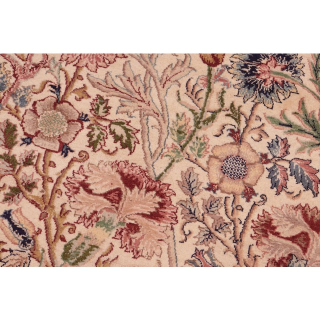 Shabby Chic 1990's Floral Pak-Persian Beige/Blue Wool Rug - 8'1'' X 10'0'' For Sale - Image 4 of 9