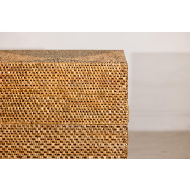 Large Vintage Woven Rattan Storage Box with Removable Lid For Sale - Image 11 of 15