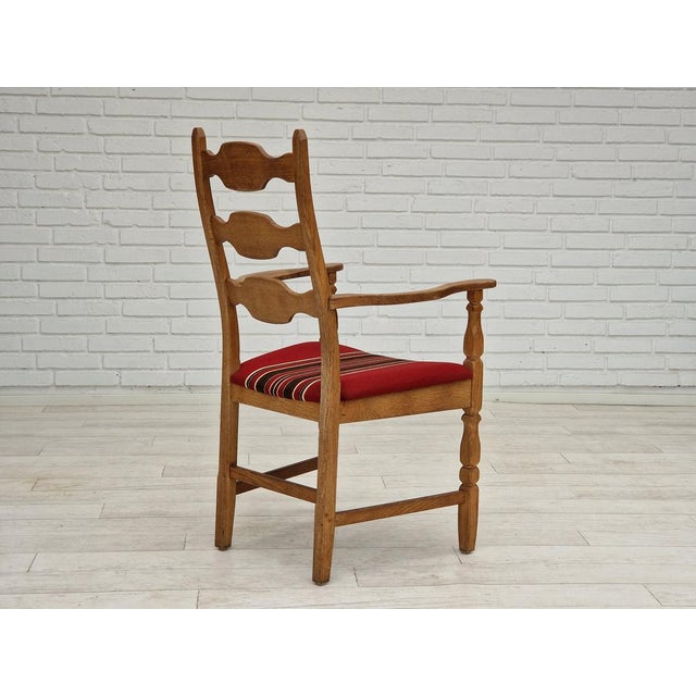 Danish Armchair in Oak Wood & Wool, 1960s For Sale - Image 12 of 18