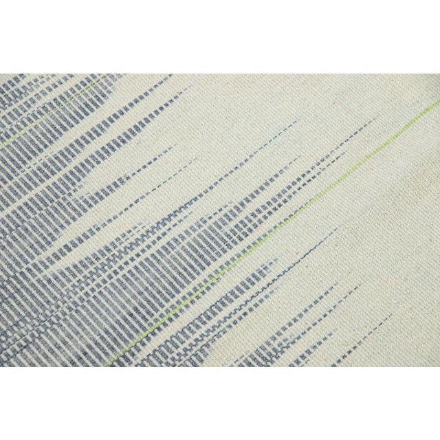 Gray Modern Kilim Green and Gray Abstract Handmade Oversize Wool Rug For Sale - Image 8 of 11