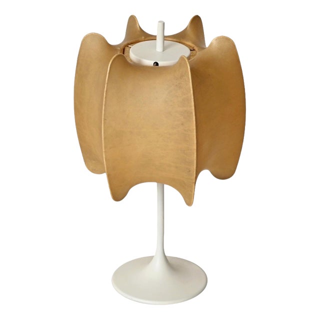 Beige Tulip Cocoon Table Lamp with Brass Base attributed to Castiglioni for Hille, Italy, 1960s For Sale
