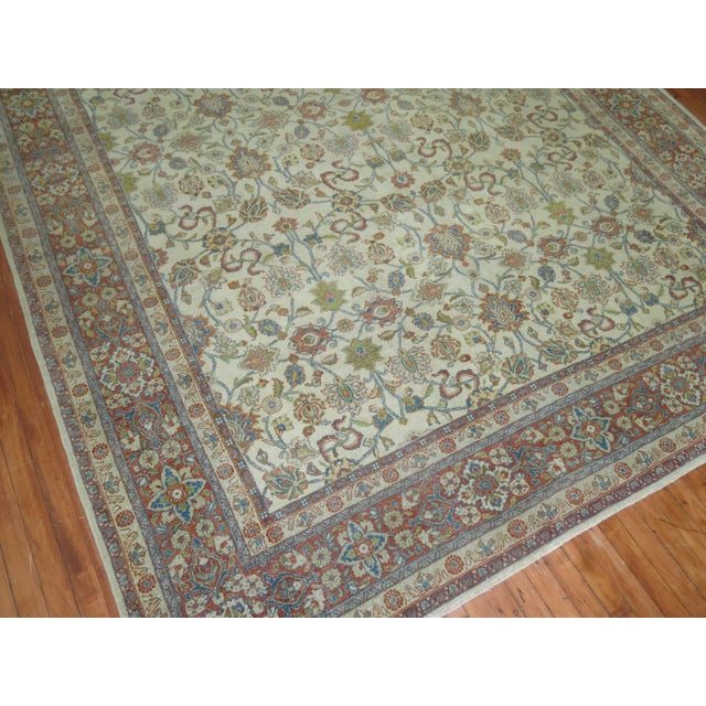 Early 20th Century White Antique Persian Traditional Kashan Wool Oriental Rug For Sale - Image 5 of 6