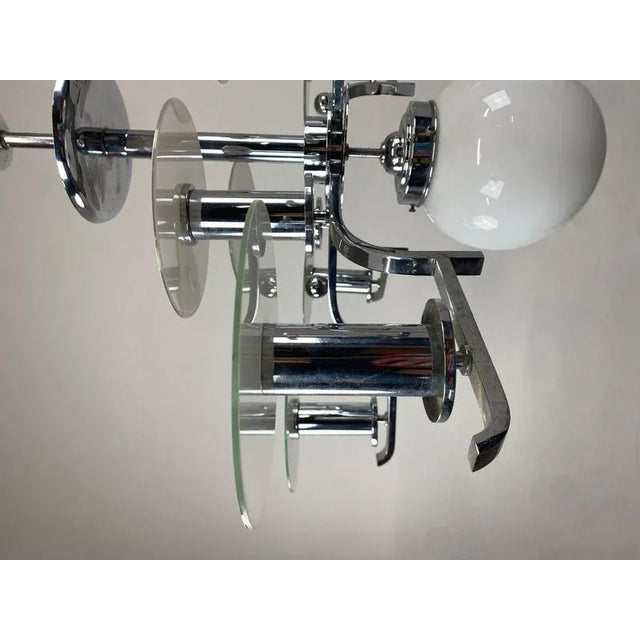 Glass Large Functionalist Bauhaus Chandelier, 1930s For Sale - Image 7 of 12