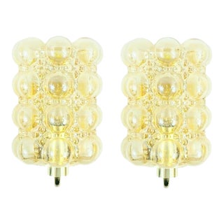Pair of Mid-Century Modern Amber Bubble Glass Wall Lamps by Helena Tynell for Limburg, Germany, 1960s For Sale