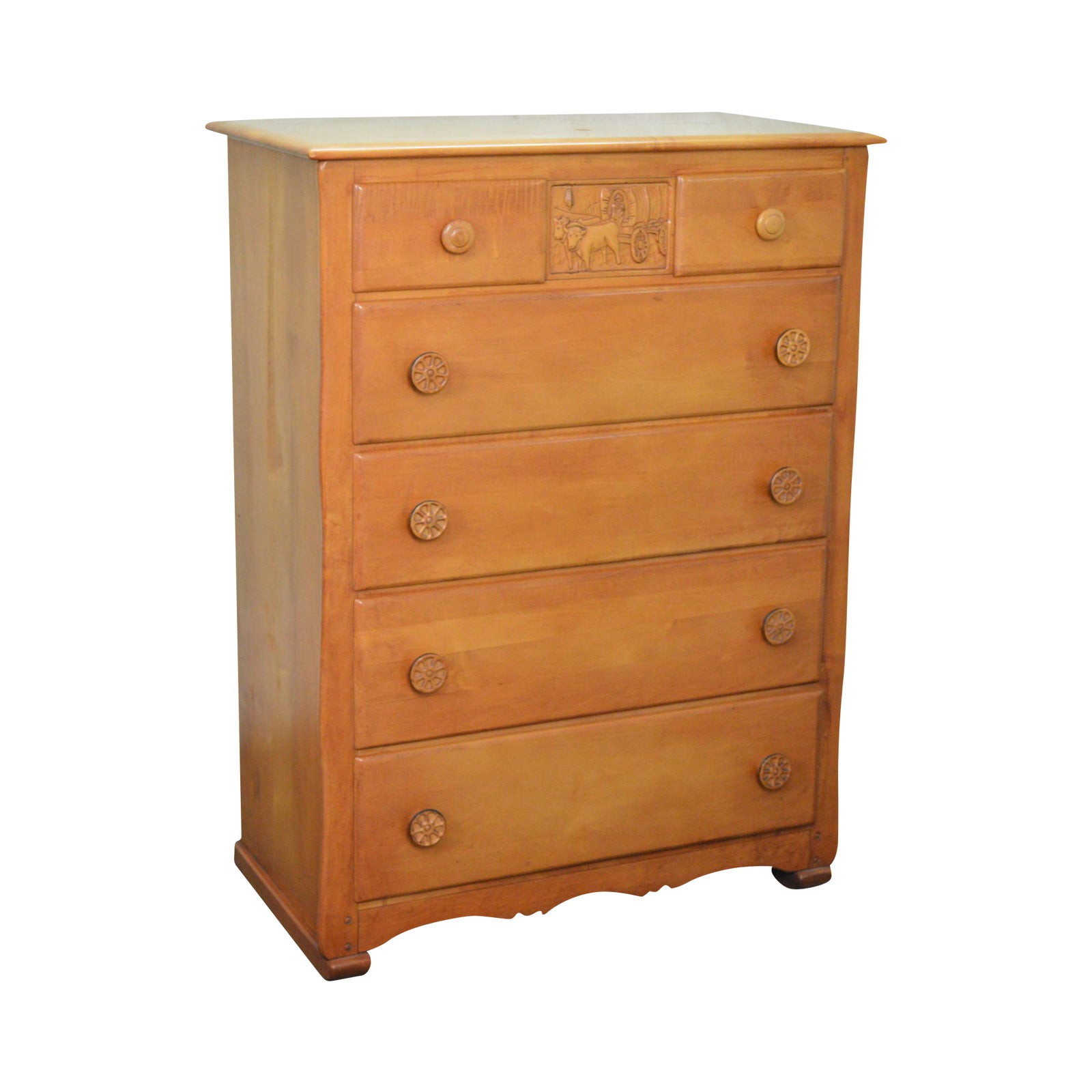 Virginia House Vintage Solid Maple Cowboy Wagon Wheel Tall Chest Chairish
