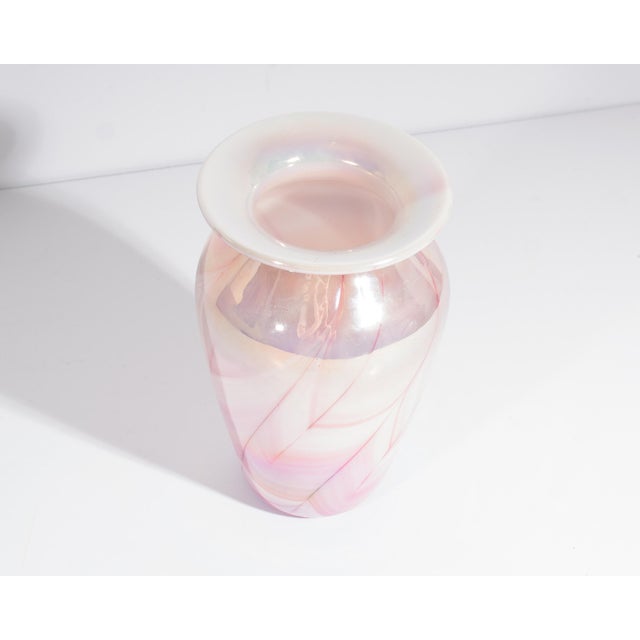 Gibson Glass 1990 Pink Iridescent Art Glass Vase For Sale In Indianapolis - Image 6 of 8