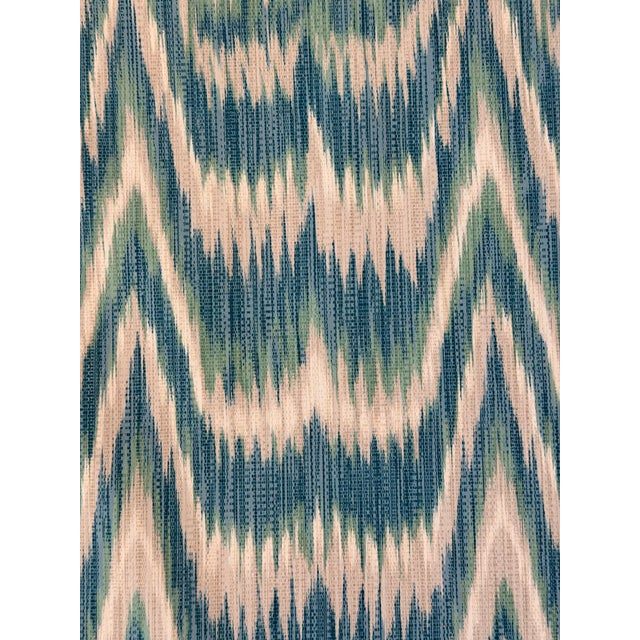 Schumacher Schumacher Kamalia Ikat Print 3 Yards Aegean Fabric For Sale - Image 4 of 6