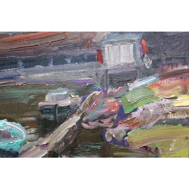 1960s Nikolajs Breikss, Ship Repair, Oil on Cardboard, 1960s For Sale - Image 5 of 8