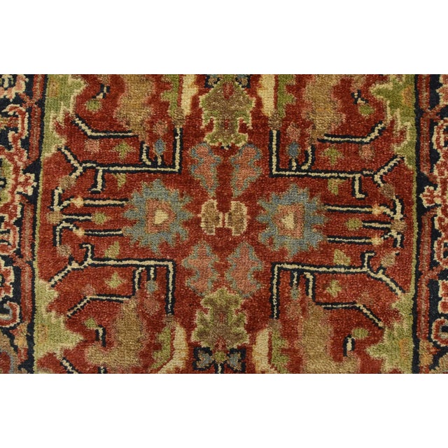 Red Heriz Runner 2’6” X 7’11” Red Wool Tribal Hand-Knotted Oriental Rug For Sale - Image 8 of 12