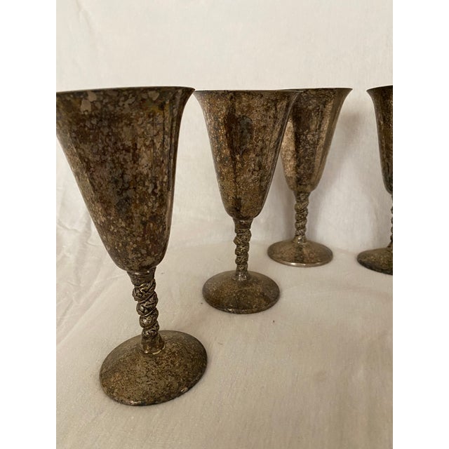Mid 20th Century Vintage f.b. Rogers Silver Co. Silverplate Drinking Goblets- Set of 6 For Sale - Image 5 of 7