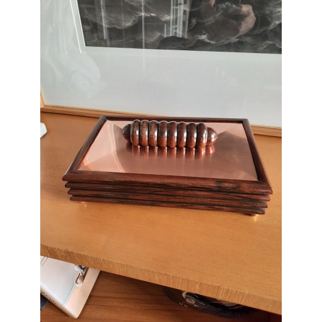 Wood Art Deco Rosewood & Copper Box, 1930s For Sale - Image 7 of 15