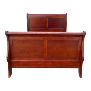Vintage Louis Phillips Style Queen Size Sleigh Bed For Sale