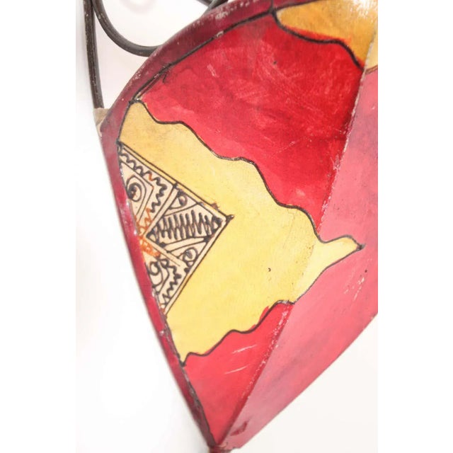Late 20th Century Vintage Parchment Moroccan African Tribal Art Wall Sconce For Sale - Image 5 of 9