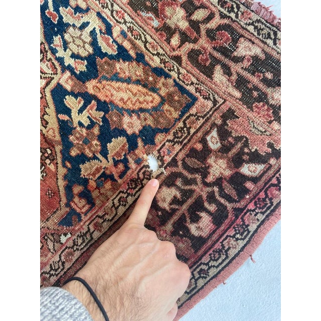 Antique Ferahan Sarouk Soft Rust Rug 4.4 x 6.4 For Sale - Image 4 of 12
