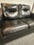 Transitional Late 20th Century Black Leather Love Seat For Sale - Image 3 of 7