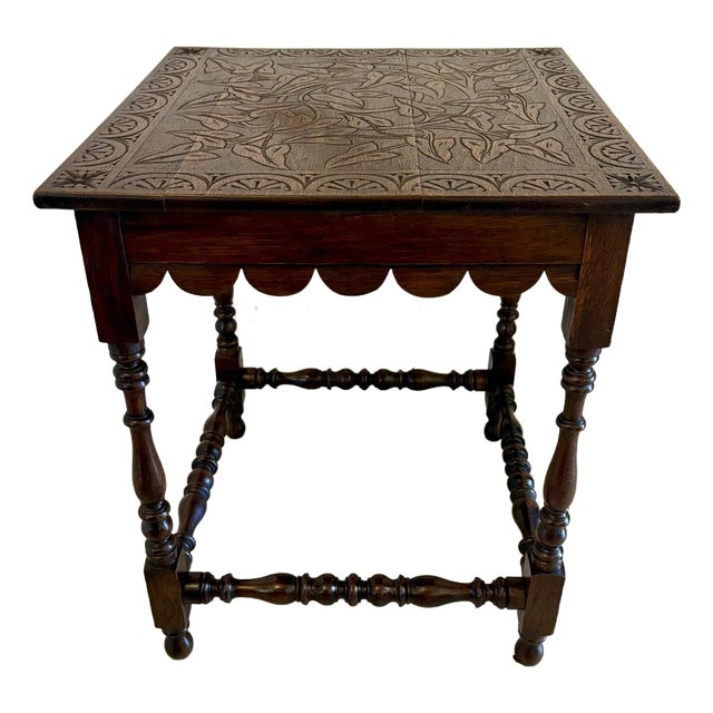Antique Victorian Carved Oak Table, 1880 For Sale