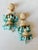 Vintage 1950s Faux Turquoise Chandelier Clip-on Earrings, Gold-Tone, Pair For Sale - Image 15 of 16