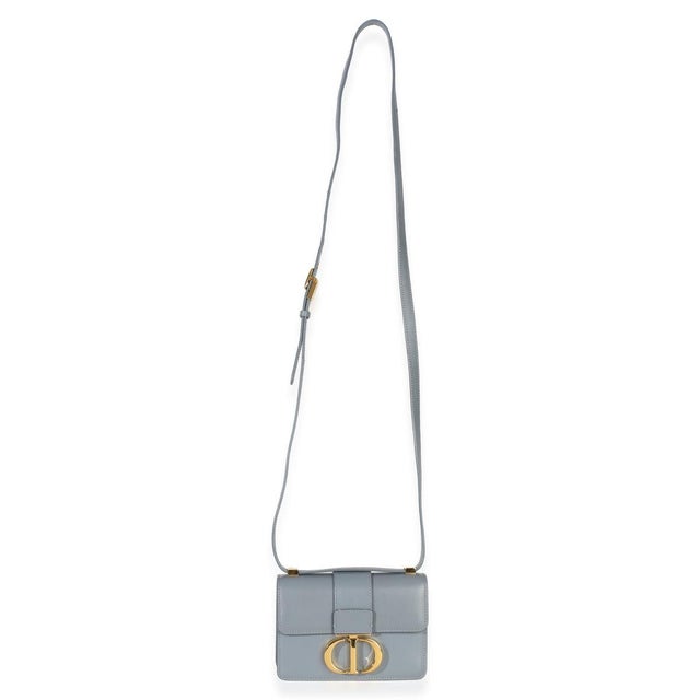Blue Blue Smooth Box Calfskin Micro 30 Montaigne Flap Bag For Sale - Image 8 of 9