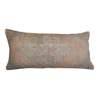 Handmade Double Knotted Oushak Rug Pillow Cover -15'' X 32'' For Sale