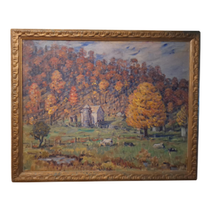 1920s Elizabeth Curtis Ny Artist Oil Painting Connecticut Autumn