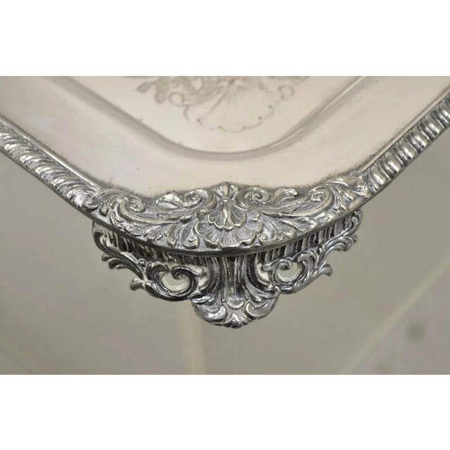 Mid 20th Century Vintage English Victorian Silver on Copper Silver Plated Serving Platter Tray For Sale In Philadelphia - Image 6 of 12