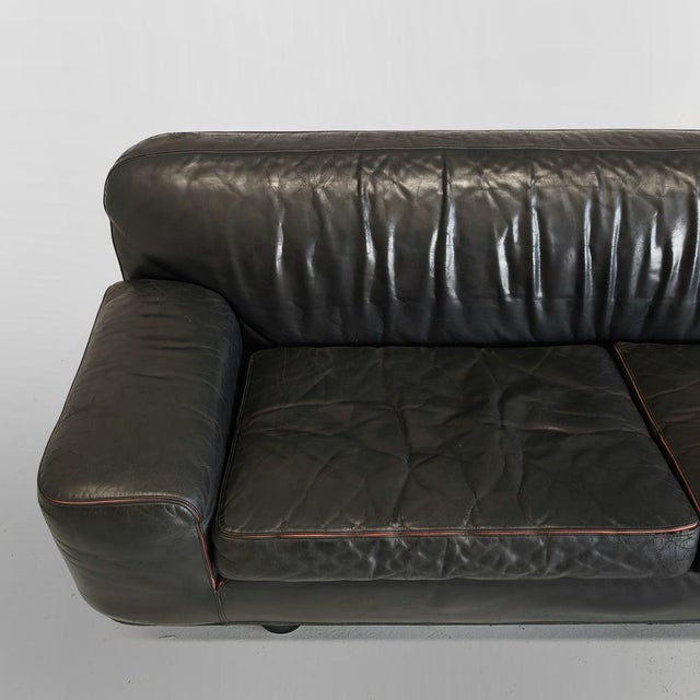 Black Leather Sofa by Franco Poli for Bernini, 1980s For Sale - Image 10 of 18
