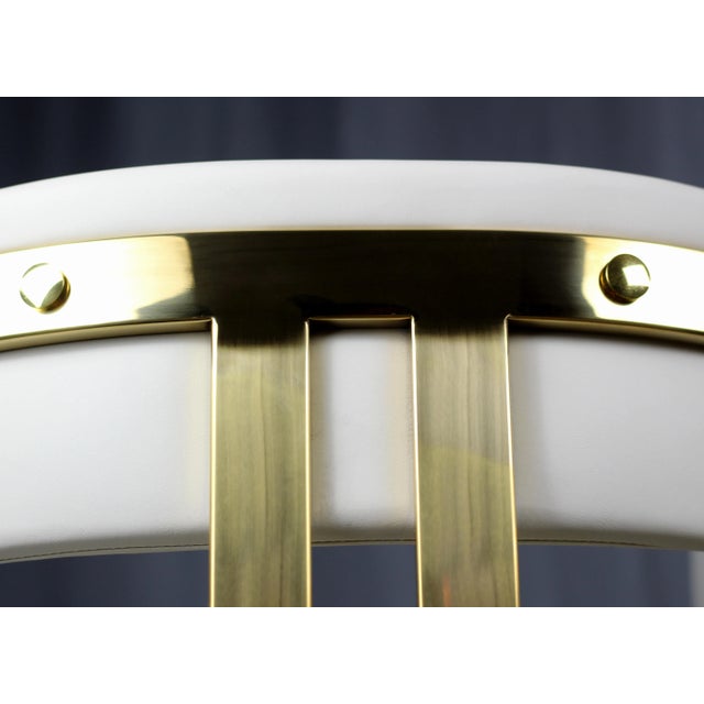 Pair of Leather and Brass Jaime Arm Chairs by Artistic Frame For Sale - Image 9 of 12