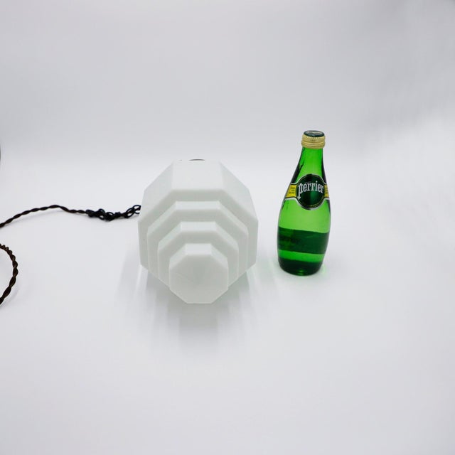1930s Art Deco Milk Glass Skyscraper Pendant Light For Sale - Image 14 of 16