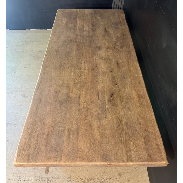 French Bleaching Oak Farmhouse Dining Table, 1925 For Sale - Image 16 of 18